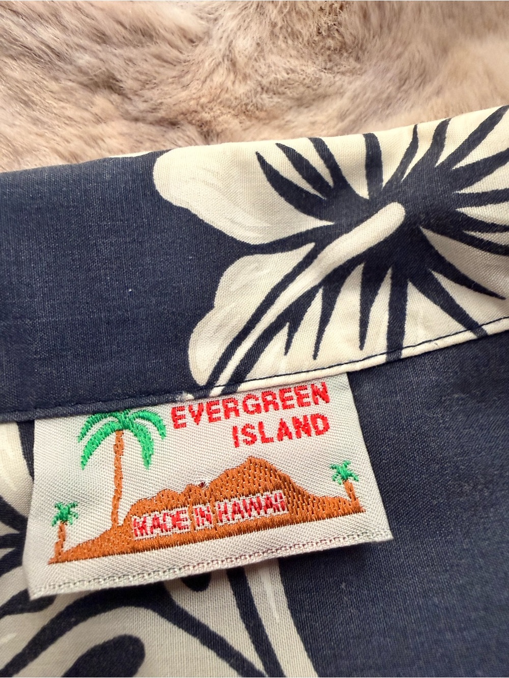 Evergreen Island Vtg Shirt Mens L‎ Blue Floral Hawaiian Made In Hawaii 30x25" - Picture 4 of 4